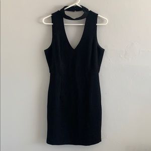 Little black dress deep V front and back with neck